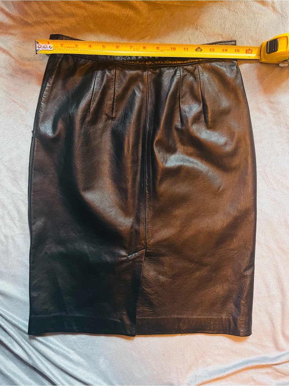 Black leather sexy pencil skirt